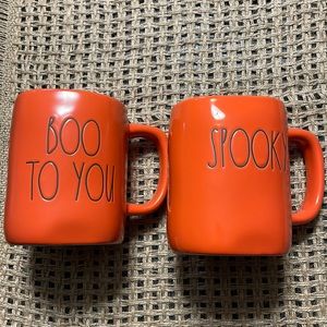 Rae Dunn BOO TO YOU & SPOOK, Orange and Black 5OZ Mugs Halloween